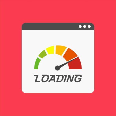 Hız Ölçer Web Tarayıcı Teknolojisi ile Site Hız Test Kavrama ve Geliştirme. Web afişi, iş sunumu, reklam materyali için vektör illüstrasyonu.