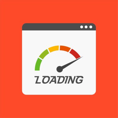 Hız Ölçer Web Tarayıcı Teknolojisi ile Site Hız Test Kavrama ve Geliştirme. Web afişi, iş sunumu, reklam materyali için vektör illüstrasyonu.