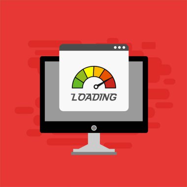 Hız testi ikon vektörlü dizüstü bilgisayar. Kullanımı kolay ve son derece özelleştirilebilir