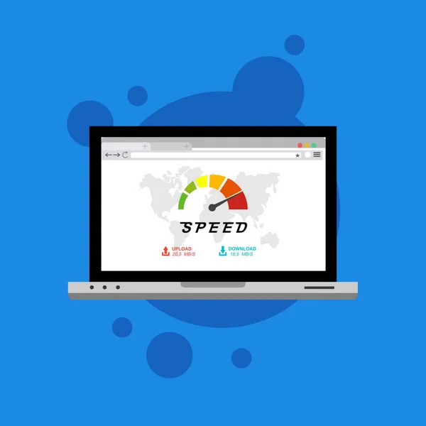 Laptop Przyspieszenie Speed Test Koncepcja Wektor Ilustracja — Wektor stockowy