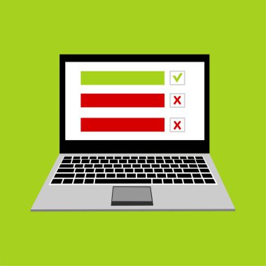 Çevrimiçi araştırma. İnternet araştırması, mobil anket, oy veren vektör konsepti. Kullanımı kolay ve son derece kişiselleştirilebilir. Renkli arkaplanda izole edilmiş modern vektör illüstrasyon kavramı.