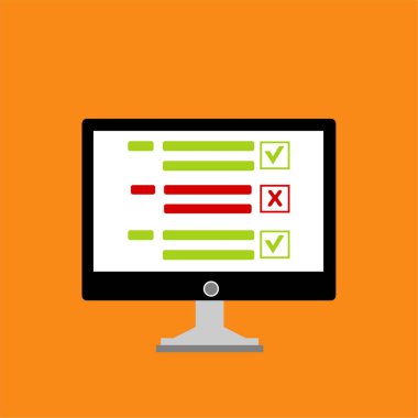 Web pankartları ve bilgi grafikleri için online araştırma konsepti tasarımı. Bilgisayarda çevrimiçi form doldur. Düz biçim vektör illüstrasyonu.