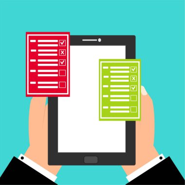 Sayısal Tablette İşadamı Çevrimiçi Araştırma Formu Dolduruyor