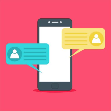 Sosyal ağ konsepti. Boş şablon. Kurye penceresi. Sohbet ve mesajlaşma kavramı