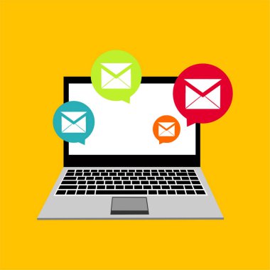 konuşma kabarcıkları ile monitör bilgisayar