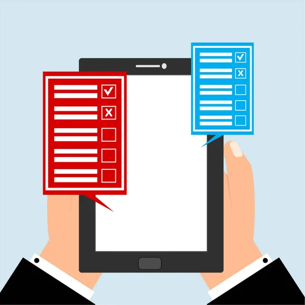 Заполнение Онлайн Анкеты Планшете — стоковый вектор