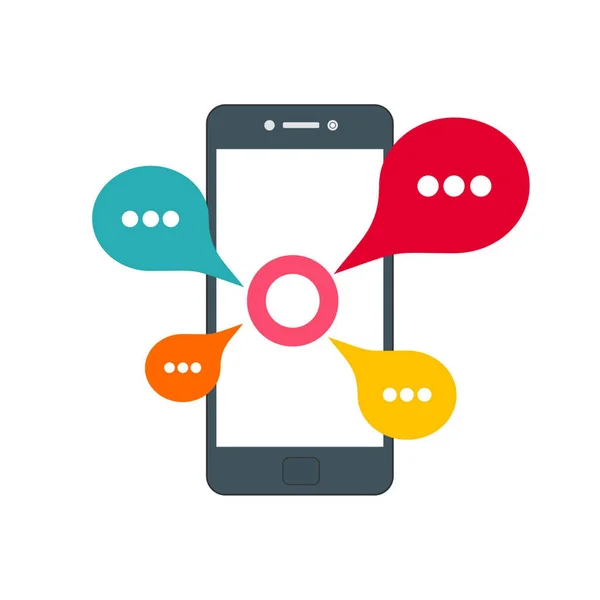 Akıllı Telefondaki Sohbet Mesajları Cep Telefonu Ekranındaki Düz Çizgi Film — Stok Vektör
