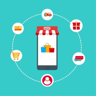 Web sitesi ve mobil web sitesi için modern düz tasarım konsepti. Düzenlemek ve kişiselleştirmek kolay. Vektör illüstrasyonu