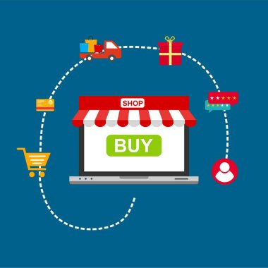 Web sitesinde ya da Mobil Uygulama Vektöründe Alışveriş Çevrimiçi