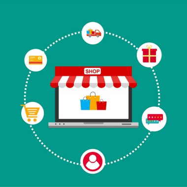 Web sitesinde ya da Mobil Uygulama Vektöründe Alışveriş Çevrimiçi