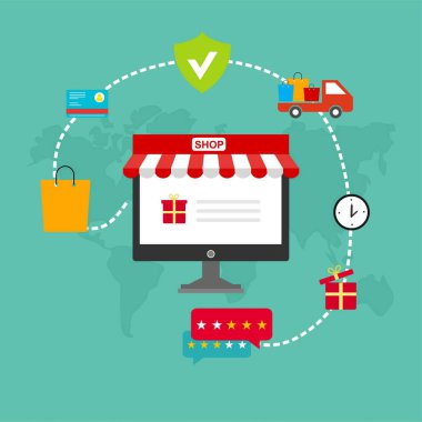 Vektör çizim web afiş, iş sunumu, reklam malzemesi için.