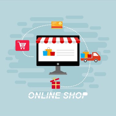 Açık dizüstü bilgisayar ile online alışveriş kavramı