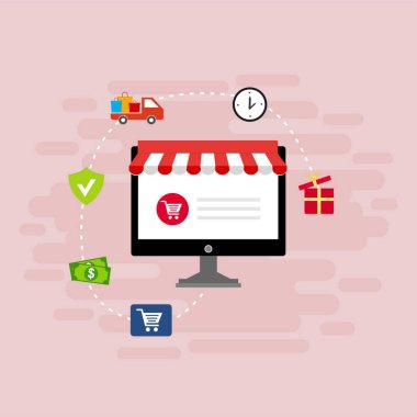 Açık dizüstü bilgisayar ile online alışveriş kavramı