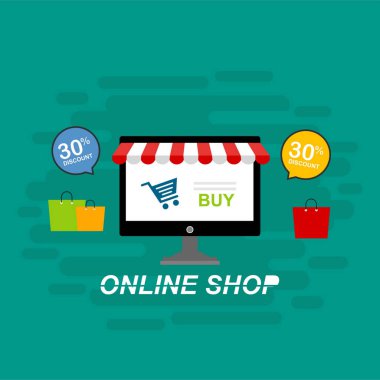 Bilgisayar ile online alışveriş kavramı