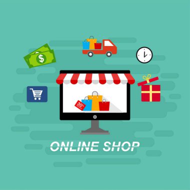 Bilgisayar ile online alışveriş kavramı
