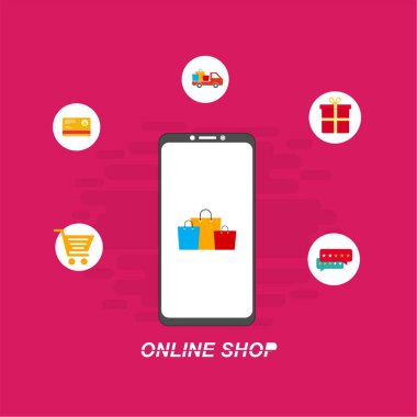 Açık dizüstü bilgisayarı ve akıllı telefonu olan çevrimiçi alışveriş kavramı