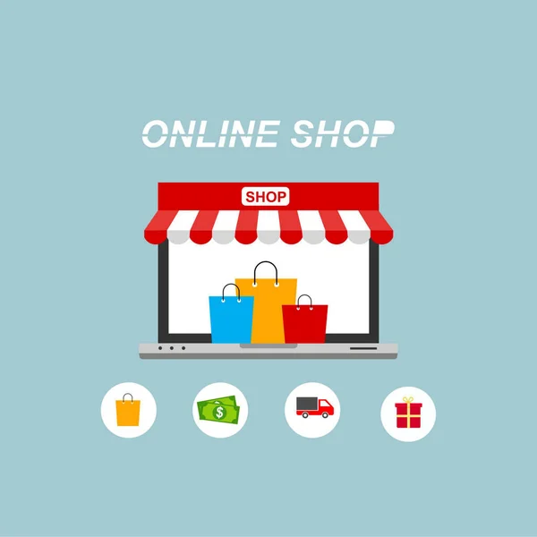 Online Shopping Auf Website Oder Mobile Application Vector — Stockvektor