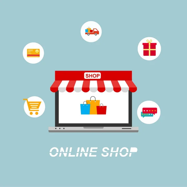 Shopping Online Sul Sito Web Mobile Application Vector — Vettoriale Stock