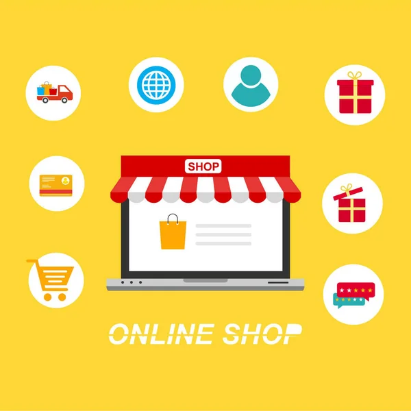 Shopping Online Sul Sito Web Mobile Application Vector — Vettoriale Stock