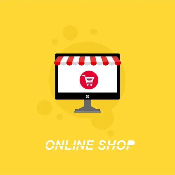 Concetto Shopping Online Con Laptop Aperto — Vettoriale Stock