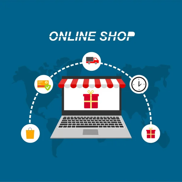 Shopping Online Website Mobile Application Vector Concept Marketing Digital Marketing — Stock Vector