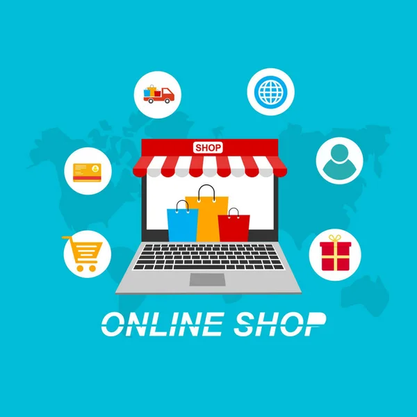 Web sitesinde Alışveriş Çevrimiçi veya Mobil Uygulama Vektörü Pazarlama ve Dijital Pazarlama