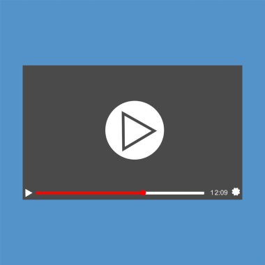 Modern video oynatıcı web ve mobil uygulamaları düz stil tasarım şablonu. Vektör çizim