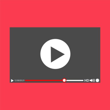 Modern video oynatıcı web ve mobil uygulamaları düz stil tasarım şablonu. Vektör çizim