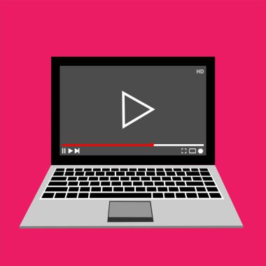 Web ve mobil uygulamalar, vektör çizim için video oynatıcı arabirimi şablonu