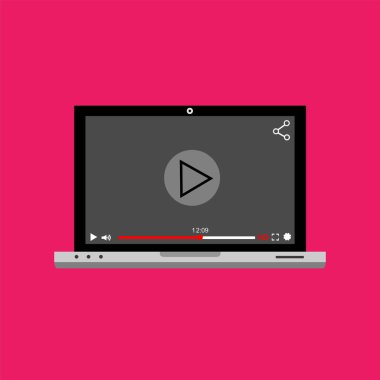 Web ve mobil uygulamalar, vektör çizim için video oynatıcı arabirimi şablonu