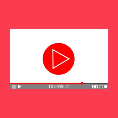 Modern video oynatıcı web ve mobil uygulamaları düz stil tasarım şablonu. Vektör çizim