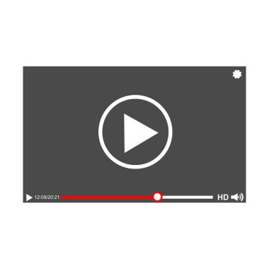 Modern video oynatıcı web ve mobil uygulamaları düz stil tasarım şablonu. Vektör çizim