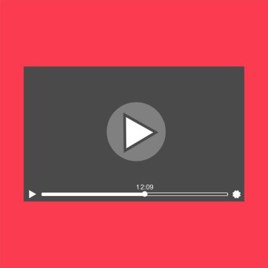 Modern video oynatıcı web ve mobil uygulamaları düz stil tasarım şablonu. Vektör çizim