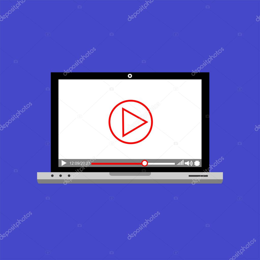 Video player interface template for web and mobile apps, vector illustration