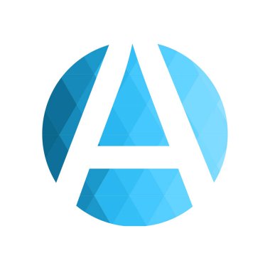 Harf yazı tipi logosu düşük polyester tarzı. Web afişi, iş sunumu, reklam materyali için vektör illüstrasyonu.