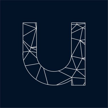 Harf yazı tipi logosu düşük polyester tarzı. Web afişi, iş sunumu, reklam materyali için vektör illüstrasyonu.