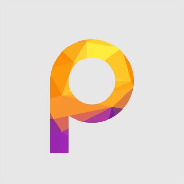 Harf yazı tipi logosu düşük polyester tarzı. Web afişi, iş sunumu, reklam materyali için vektör illüstrasyonu.