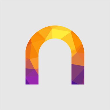 Harf yazı tipi logosu düşük polyester tarzı. Web afişi, iş sunumu, reklam materyali için vektör illüstrasyonu.