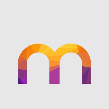 Harf yazı tipi logosu düşük polyester tarzı. Web afişi, iş sunumu, reklam materyali için vektör illüstrasyonu.