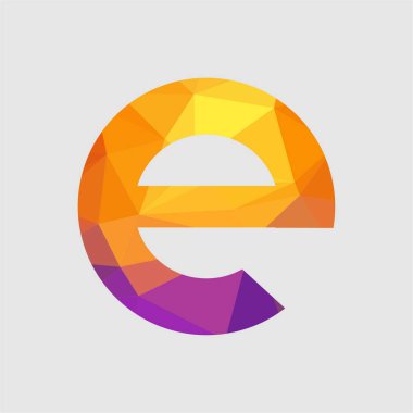 Harf yazı tipi logosu düşük polyester tarzı. Web afişi, iş sunumu, reklam materyali için vektör illüstrasyonu.