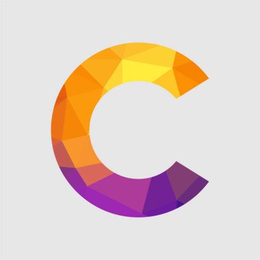 Harf yazı tipi logosu düşük polyester tarzı. Web afişi, iş sunumu, reklam materyali için vektör illüstrasyonu.