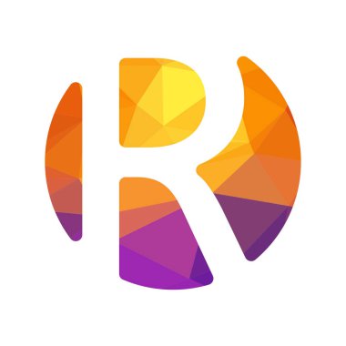 Harf yazı tipi logosu düşük polyester tarzı. Web afişi, iş sunumu, reklam materyali için vektör illüstrasyonu.