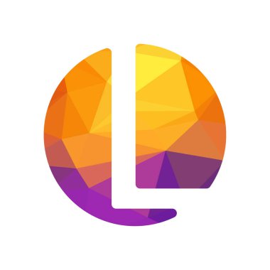 Harf yazı tipi logosu düşük polyester tarzı. Web afişi, iş sunumu, reklam materyali için vektör illüstrasyonu.