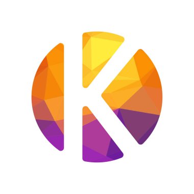 Harf yazı tipi logosu düşük polyester tarzı. Web afişi, iş sunumu, reklam materyali için vektör illüstrasyonu.