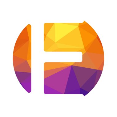 Harf yazı tipi logosu düşük polyester tarzı. Web afişi, iş sunumu, reklam materyali için vektör illüstrasyonu.