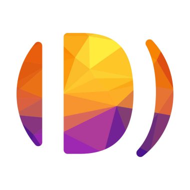 Harf yazı tipi logosu düşük polyester tarzı. Web afişi, iş sunumu, reklam materyali için vektör illüstrasyonu.