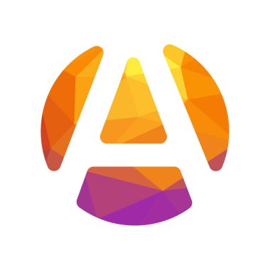 Harf yazı tipi logosu düşük polyester tarzı. Web afişi, iş sunumu, reklam materyali için vektör illüstrasyonu.