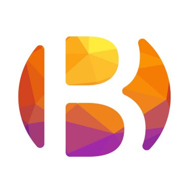 Harf yazı tipi logosu düşük polyester tarzı. Web afişi, iş sunumu, reklam materyali için vektör illüstrasyonu.