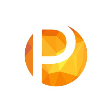 Harf yazı tipi logosu düşük polyester tarzı. Web afişi, iş sunumu, reklam materyali için vektör illüstrasyonu.