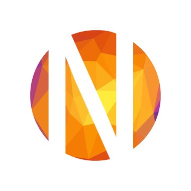 Harf yazı tipi logosu düşük polyester tarzı. Web afişi, iş sunumu, reklam materyali için vektör illüstrasyonu.